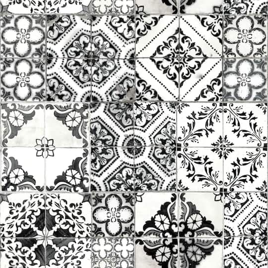 RoomMates Mediterranean Tile Peel & Stick Wallpaper in Black | 20.5" x 16.5ft | Michaels®